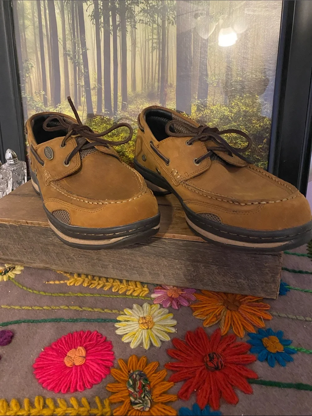 Irish Setter Tan/Brown Leather Lace-Up Boat Shoes, nice condition